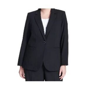 Calvin Klein Plus Size One-Button Zip-Pocket Blazer Jacket Black 20W NWT